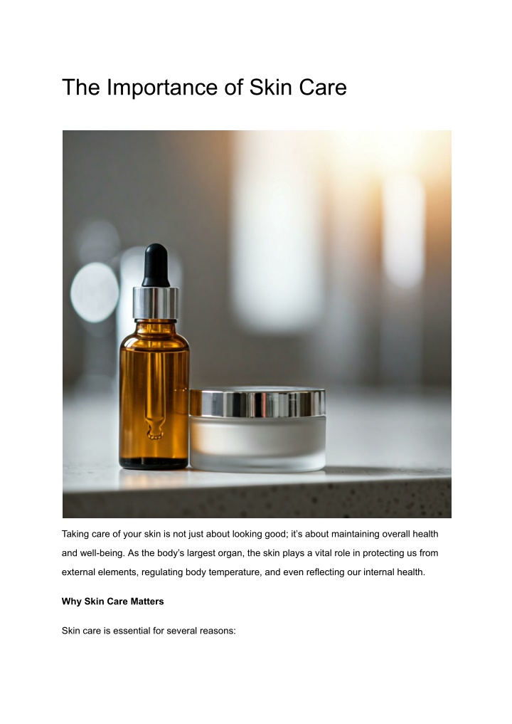 the importance of skin care n.w