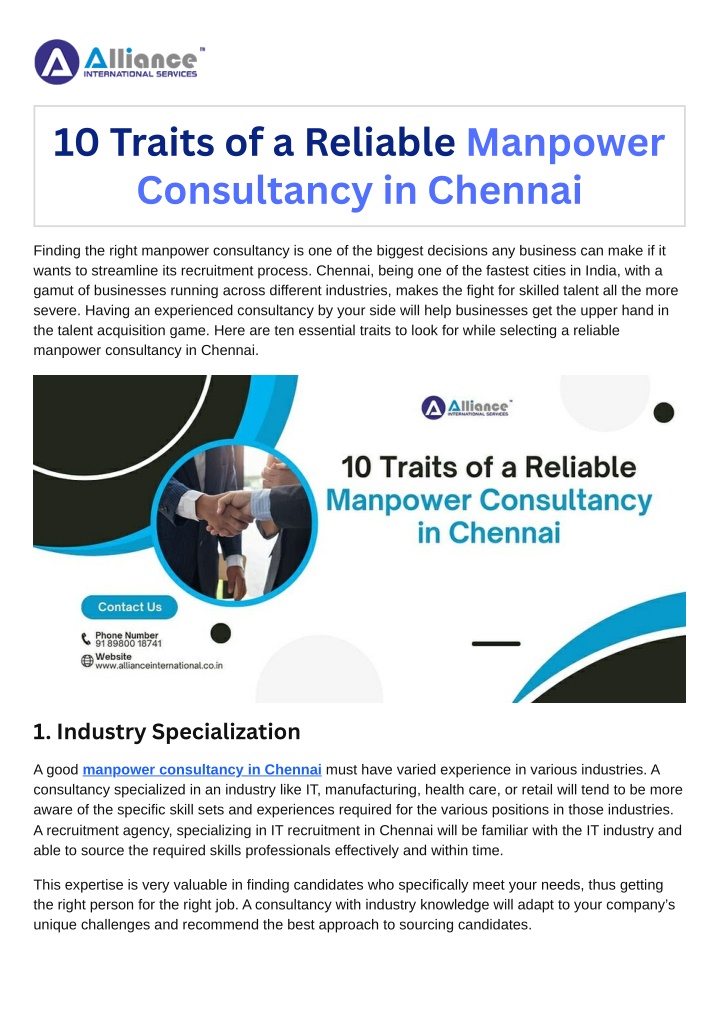 10 traits of a reliable manpower consultancy n.w