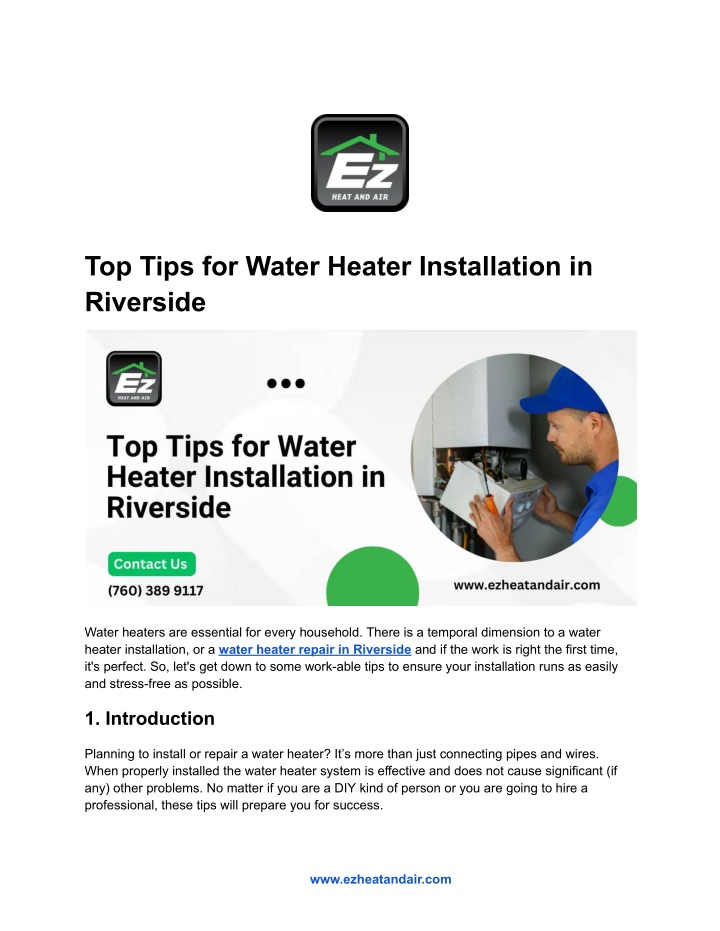 top tips for water heater installation n.w