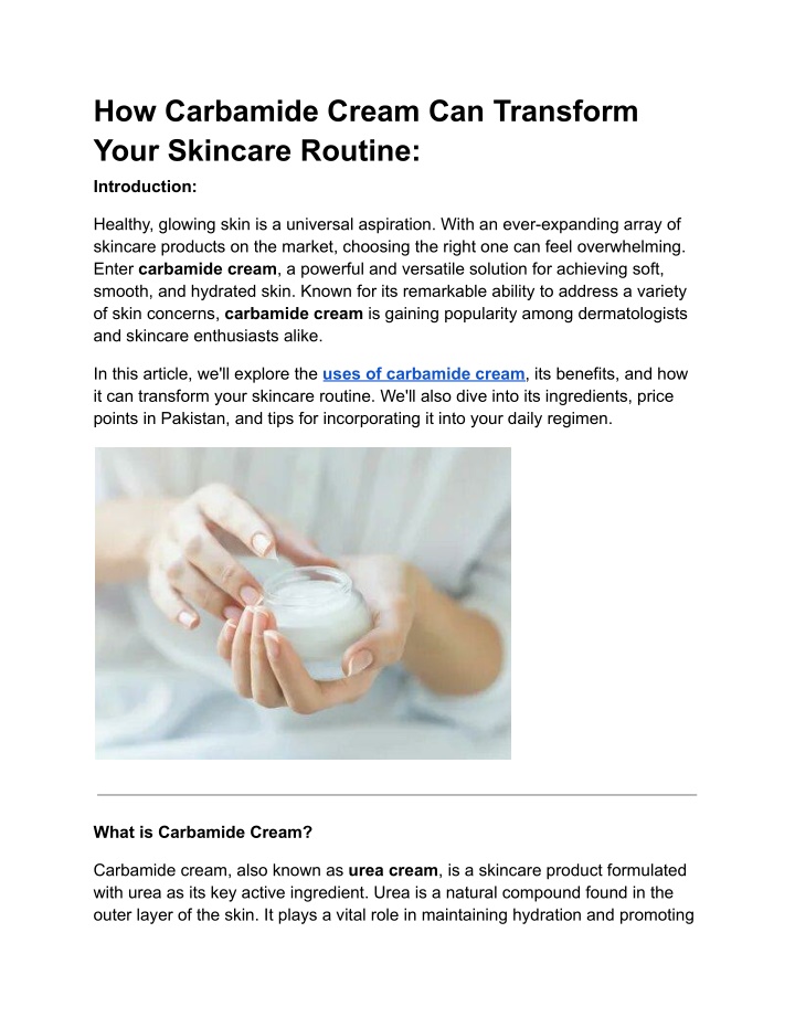 how carbamide cream can transform your skincare n.w