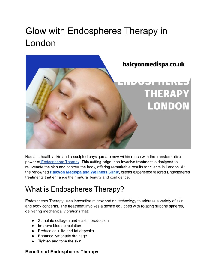 glow with endospheres therapy in london n.w