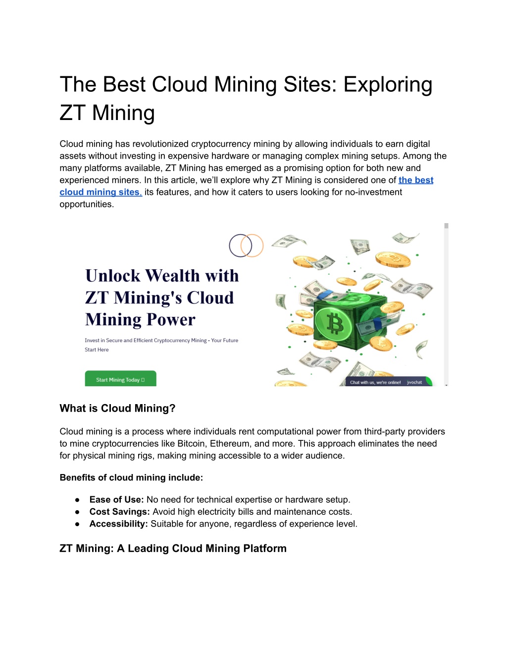 the best cloud mining sites exploring zt mining l.w