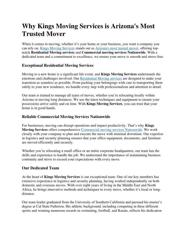 why kings moving services is arizona s most n.w
