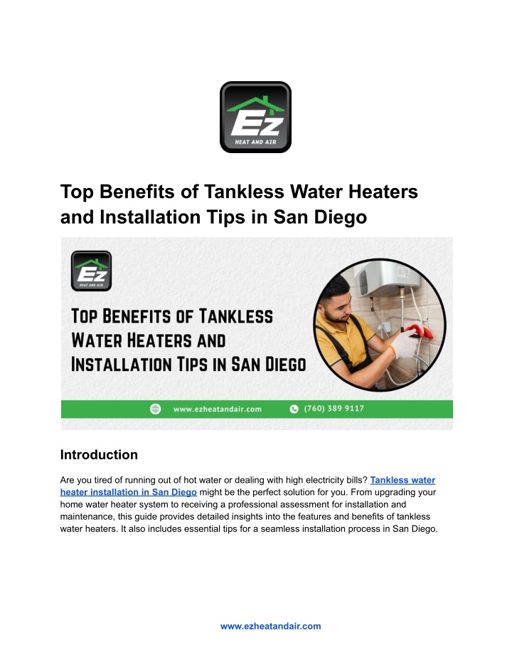 top benefits of tankless water heaters n.w