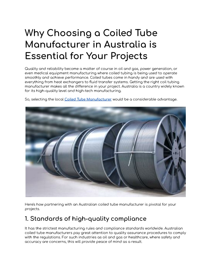 why choosing a coiled tube manufacturer n.w