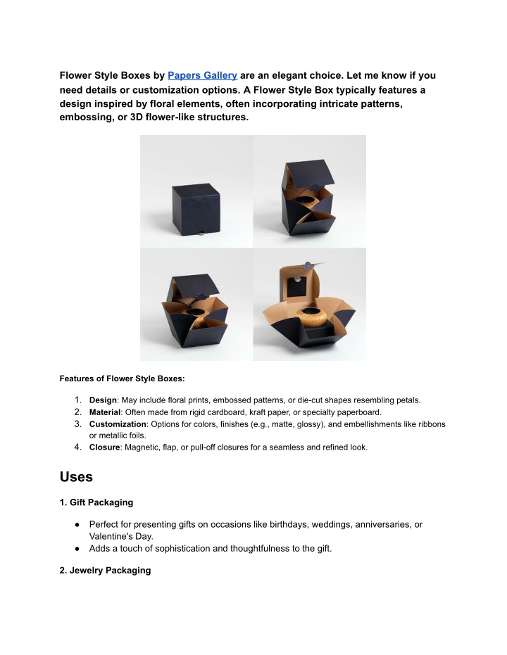 flower style boxes by papers gallery n.w