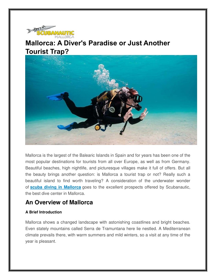 mallorca a diver s paradise or just another n.w