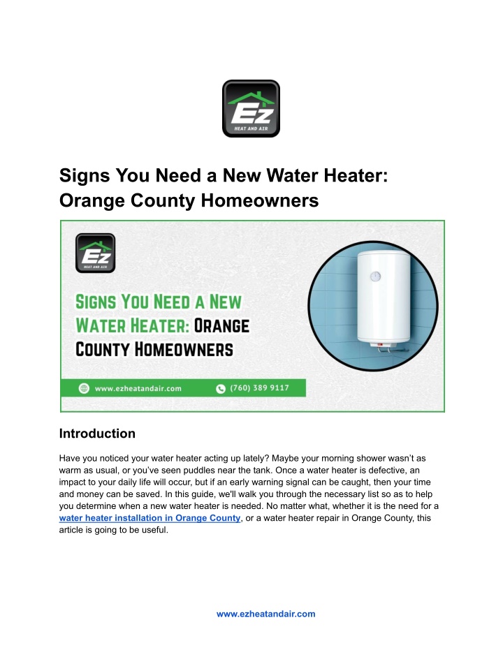 signs you need a new water heater orange county n.w