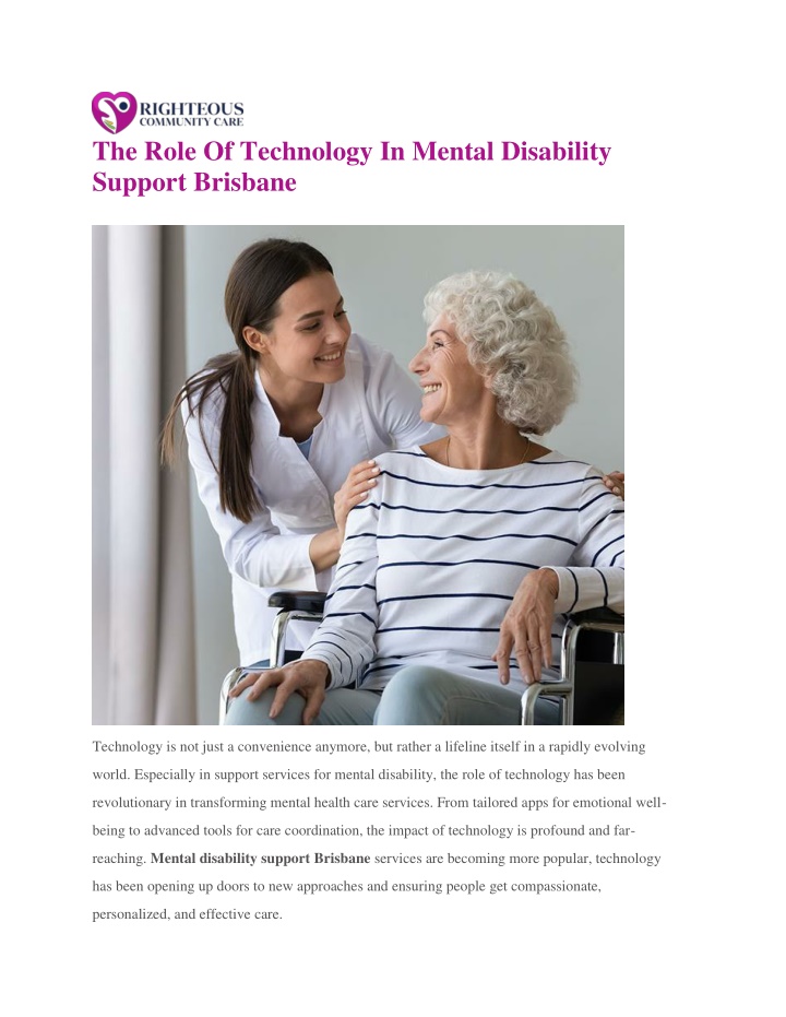the role of technology in mental disability n.w