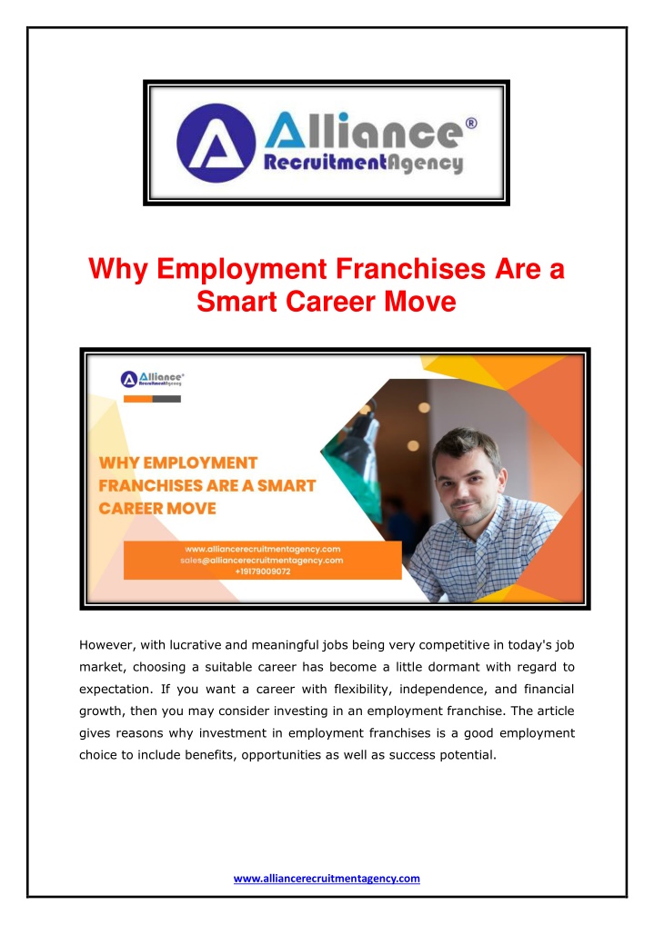why employment franchises are a smart career move n.w