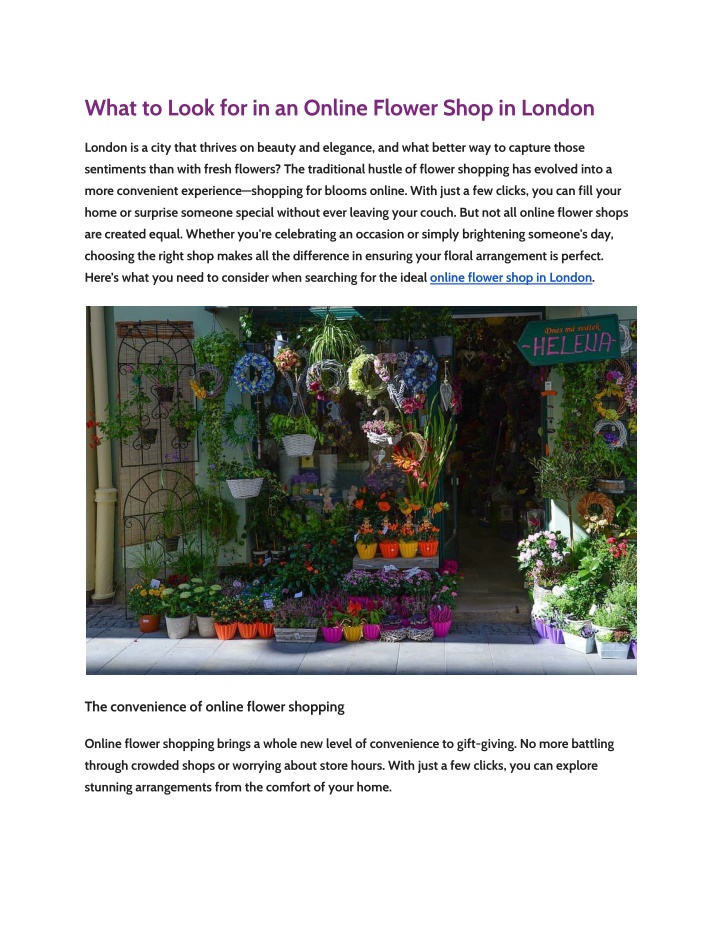 what to look for in an online flower shop n.w