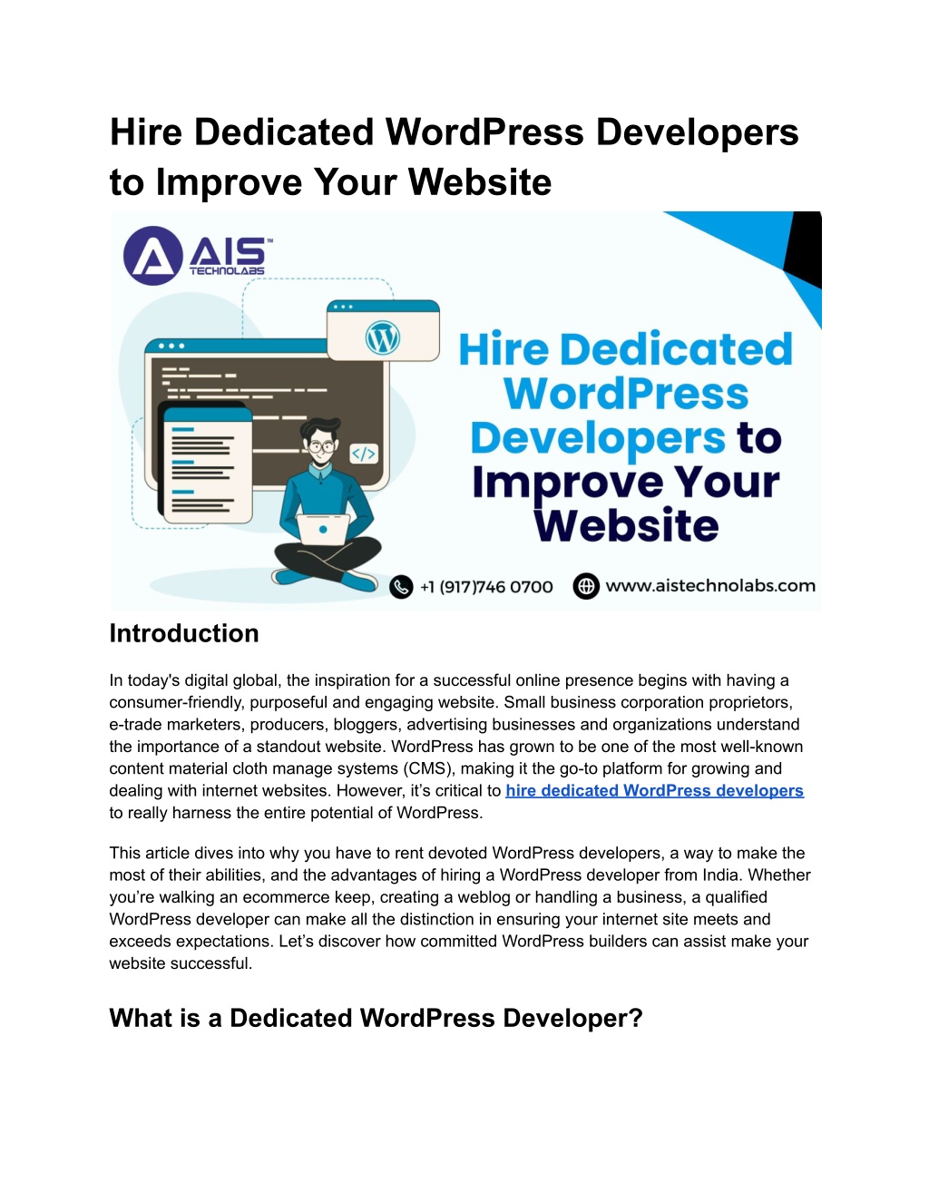 hire dedicated wordpress developers to improve l.w