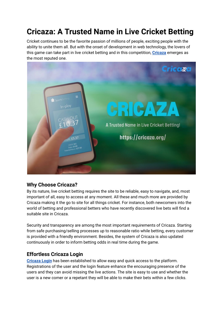 cricaza a trusted name in live cricket betting n.w