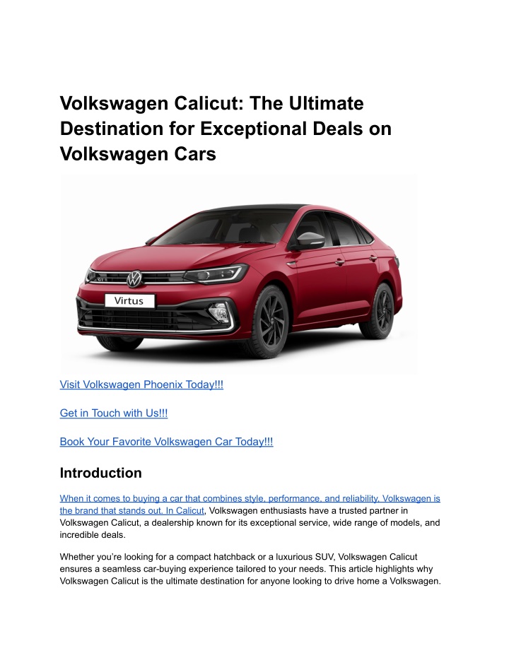 volkswagen calicut the ultimate destination n.w
