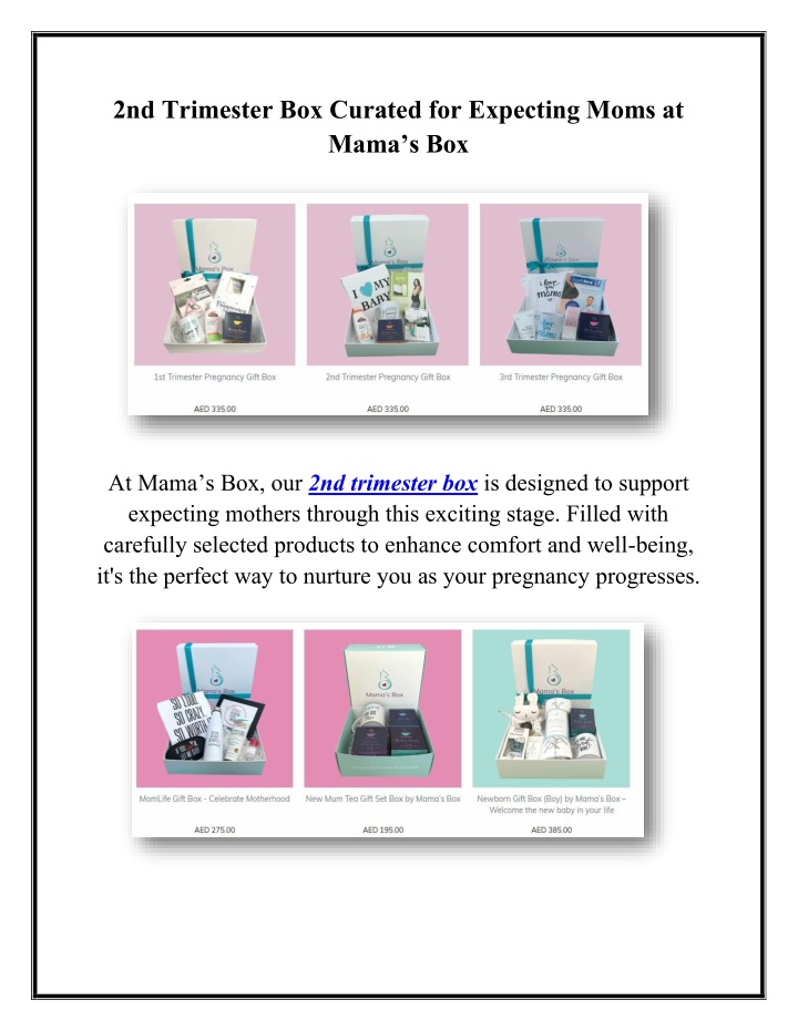 2nd trimester box curated for expecting moms n.w