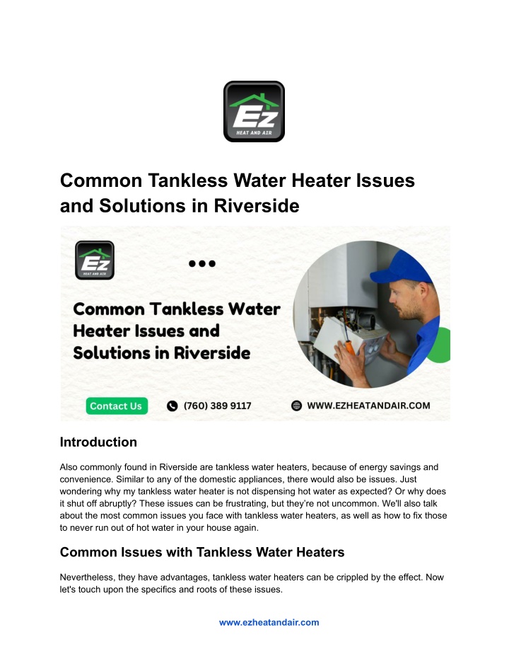 common tankless water heater issues and solutions n.w