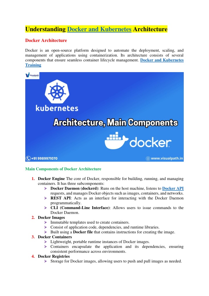 understanding docker and kubernetes architecture n.w