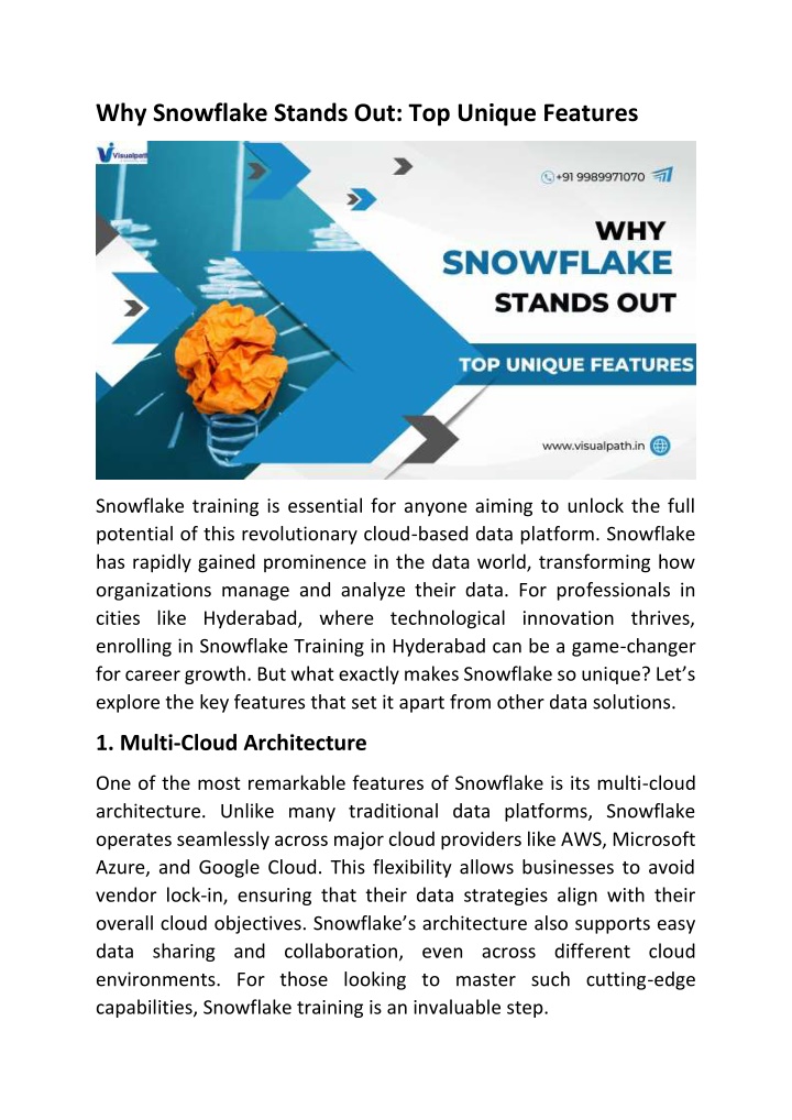 why snowflake stands out top unique features n.w