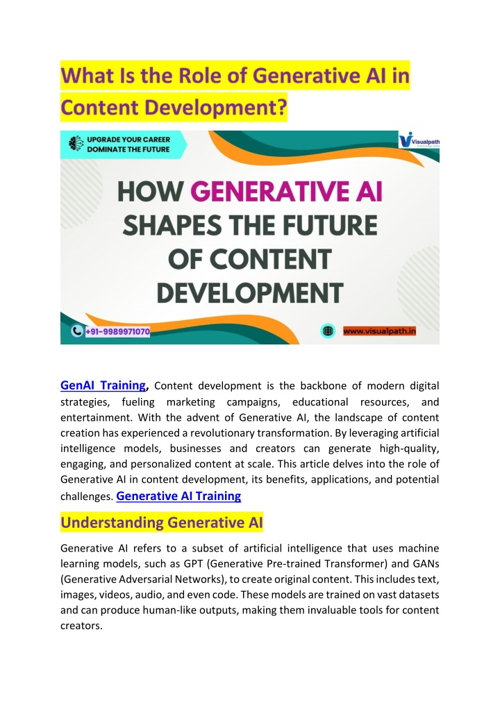 genai training content development n.w
