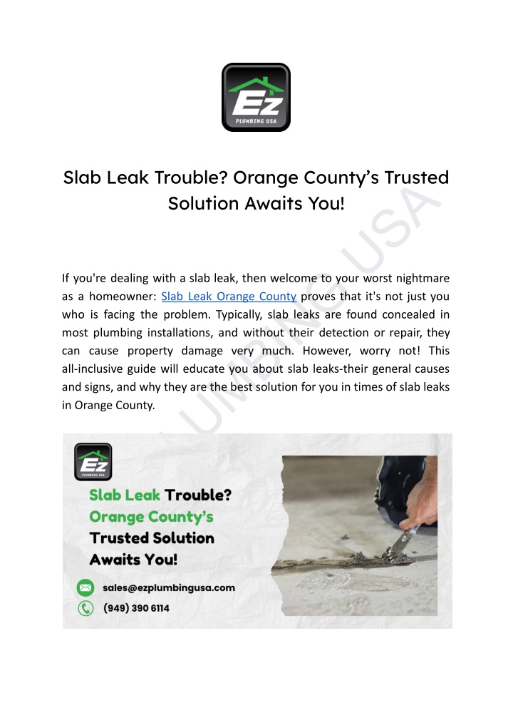 slab leak trouble orange county s trusted n.w