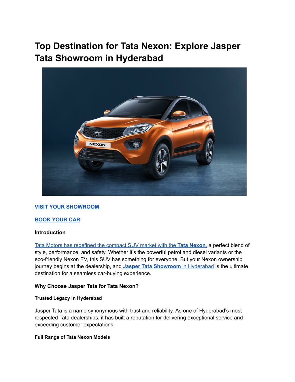 top destination for tata nexon explore jasper l.w