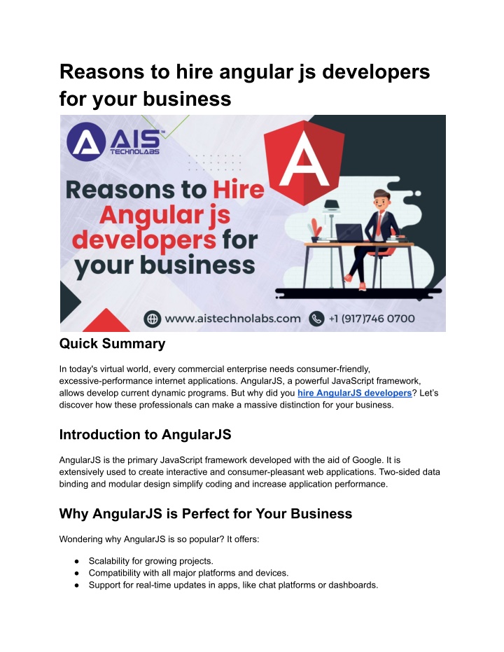 reasons to hire angular js developers for your n.w
