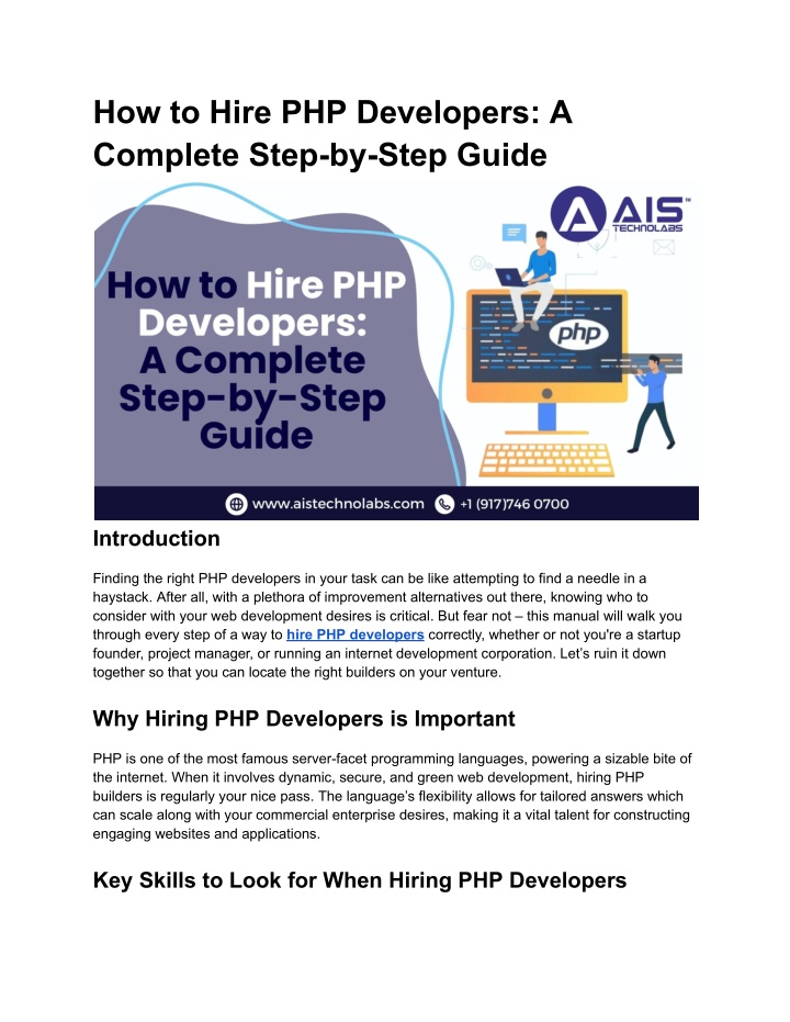 how to hire php developers a complete step n.w
