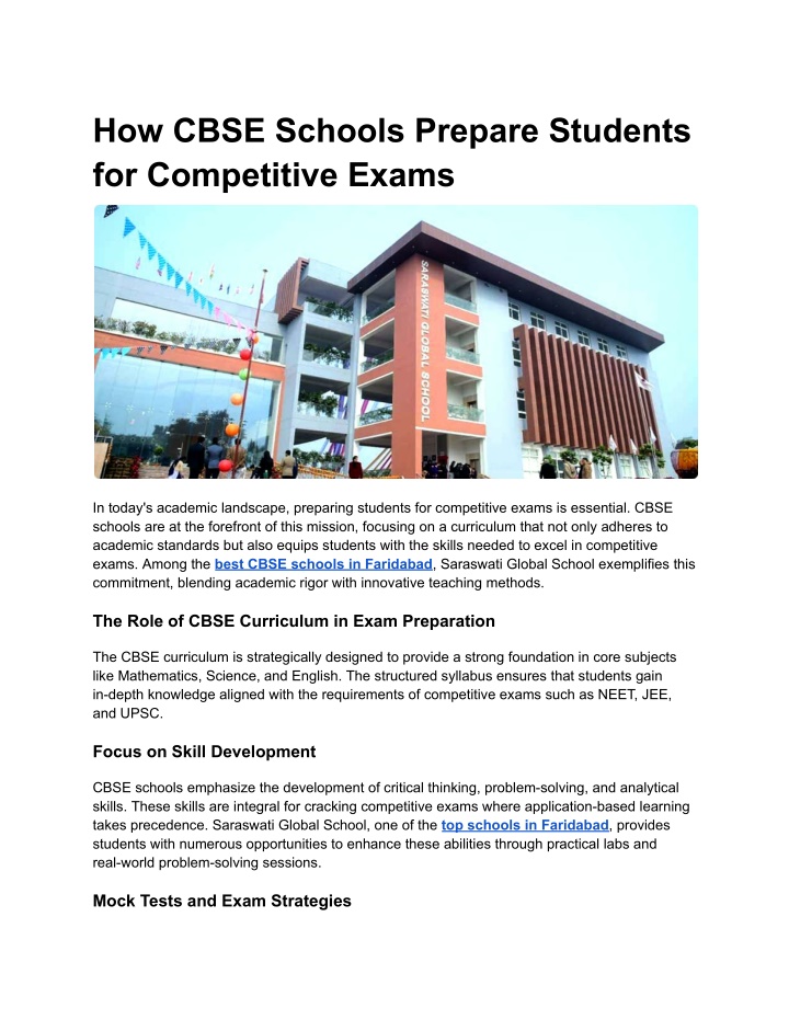 how cbse schools prepare students for competitive n.w