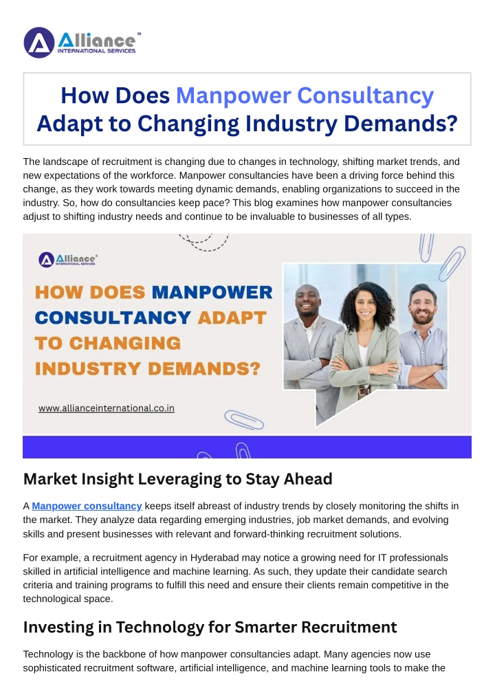 how does manpower consultancy adapt to changing n.w