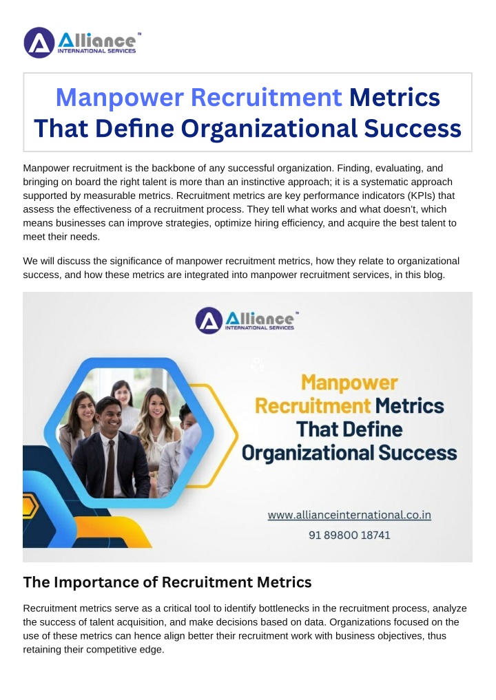 manpower recruitment metrics that define n.w