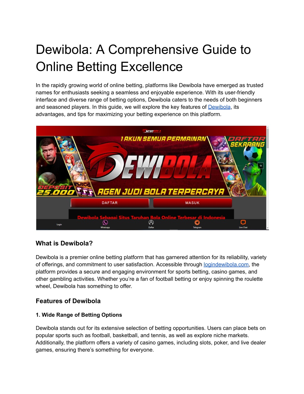 dewibola a comprehensive guide to online betting l.w