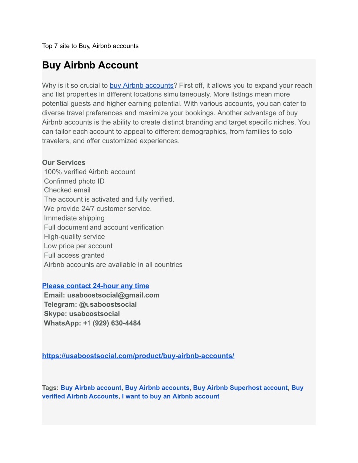 top 7 site to buy airbnb accounts n.w