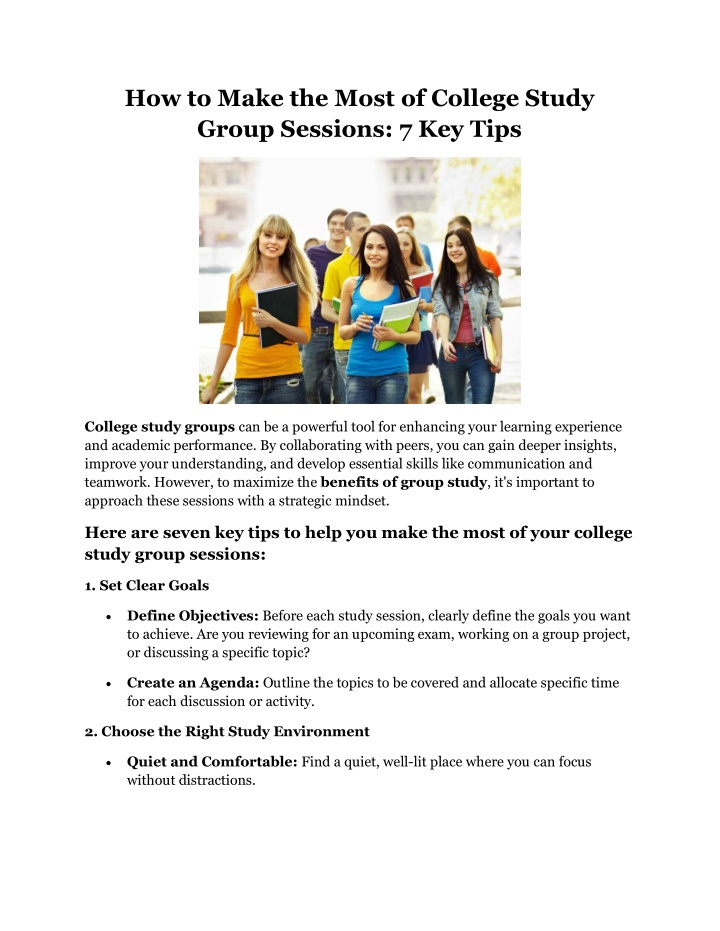 how to make the most of college study group n.w