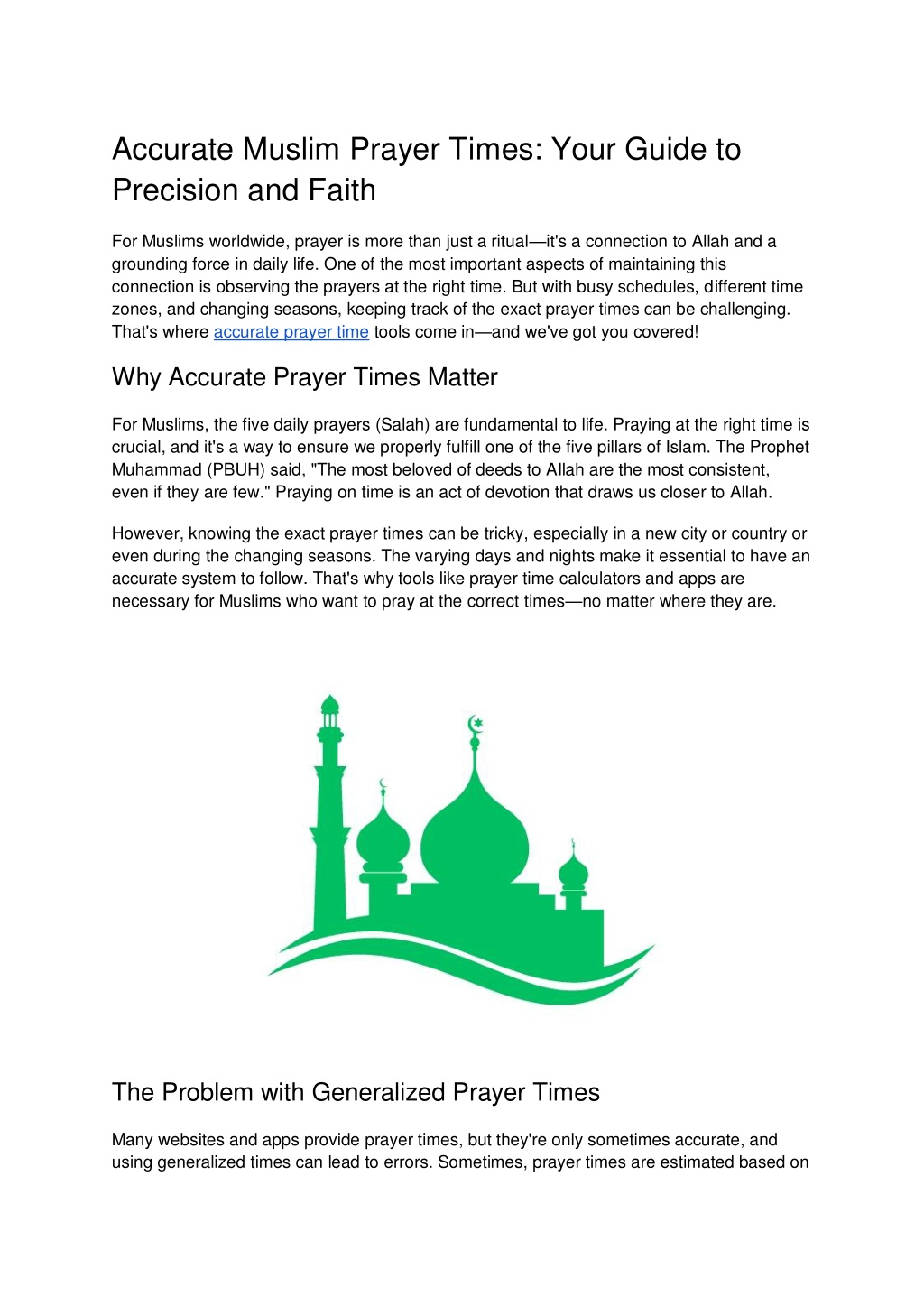 accurate muslim prayer times your guide l.w