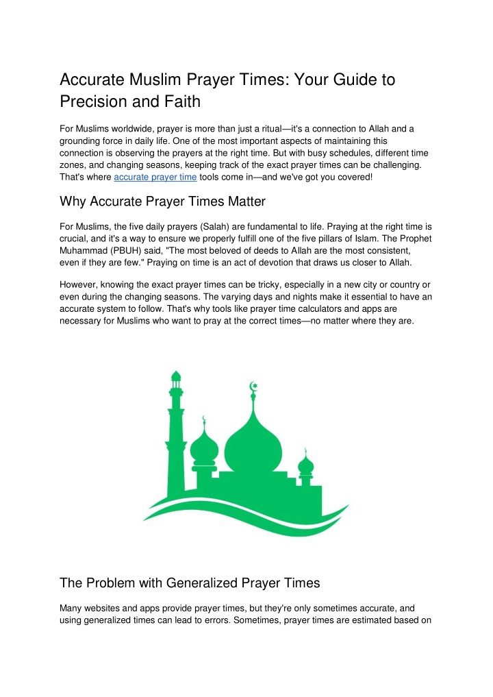 accurate muslim prayer times your guide n.w