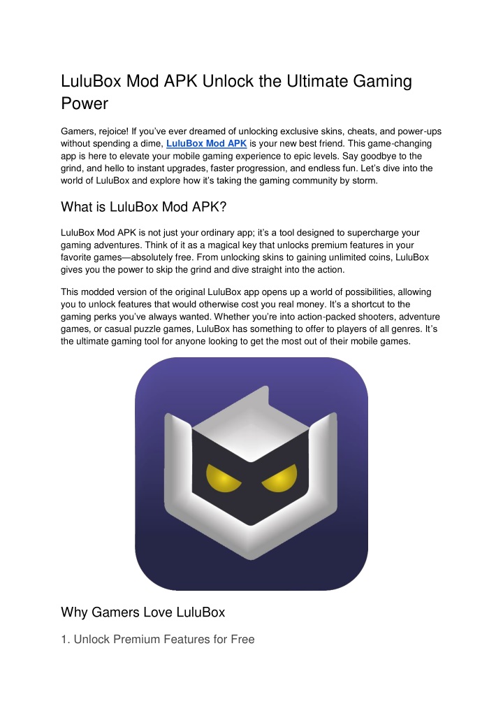 lulubox mod apk unlock the ultimate gaming power n.w