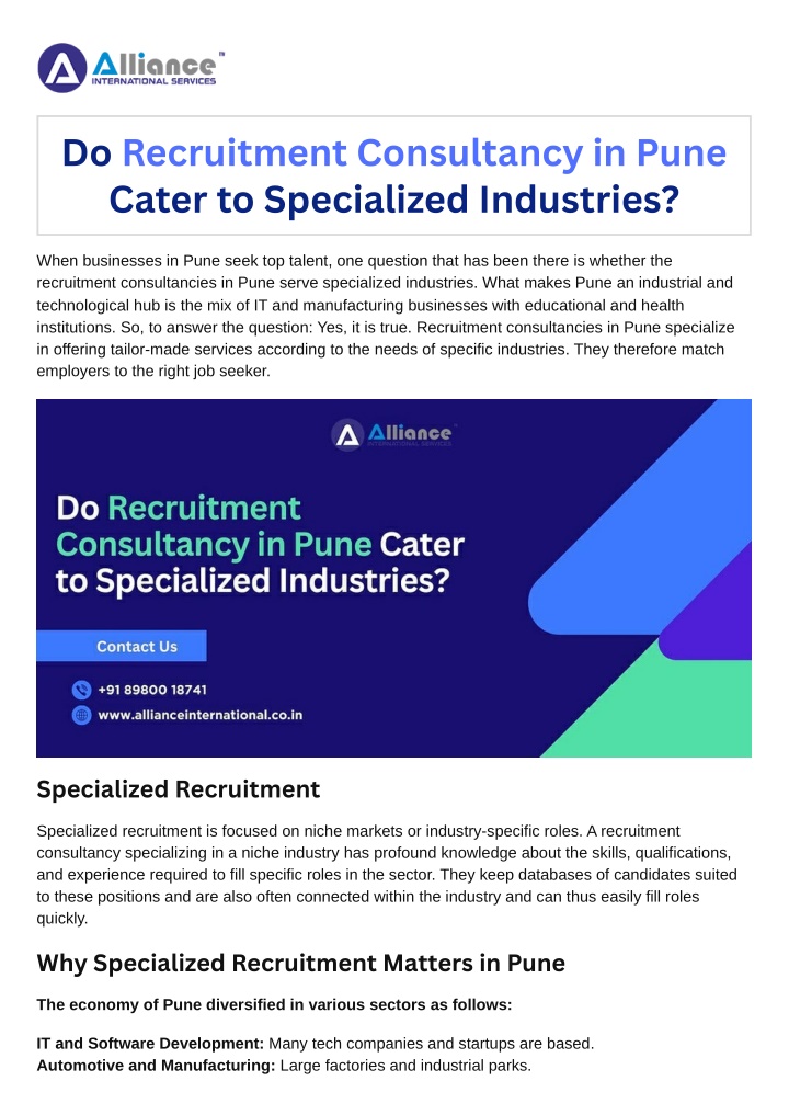 do recruitment consultancy in pune cater n.w