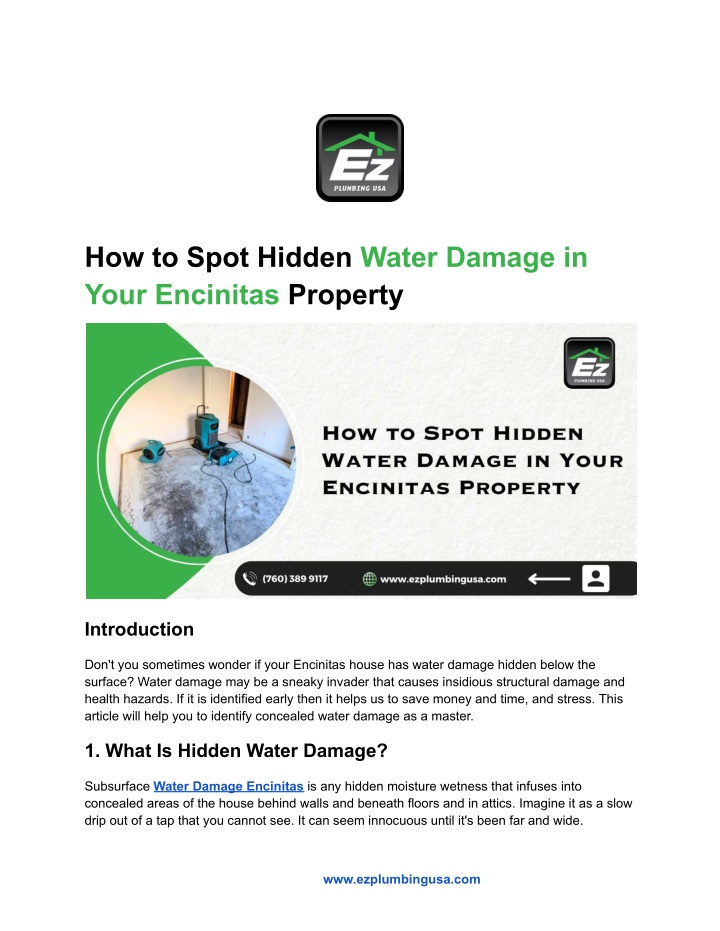 how to spot hidden water damage in your encinitas n.w