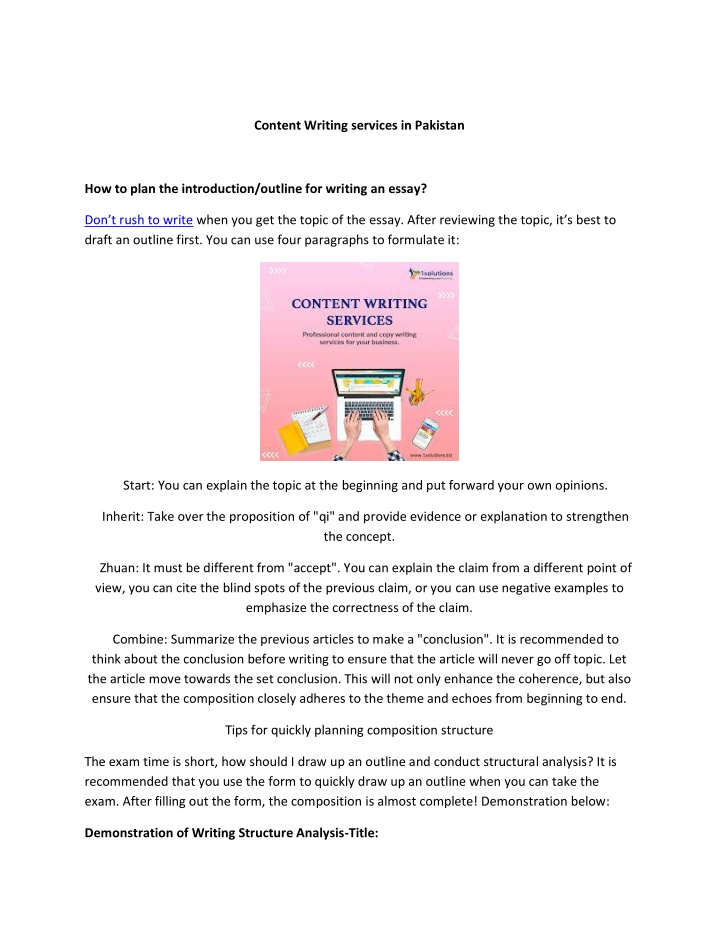 content writing services in pakistan n.w