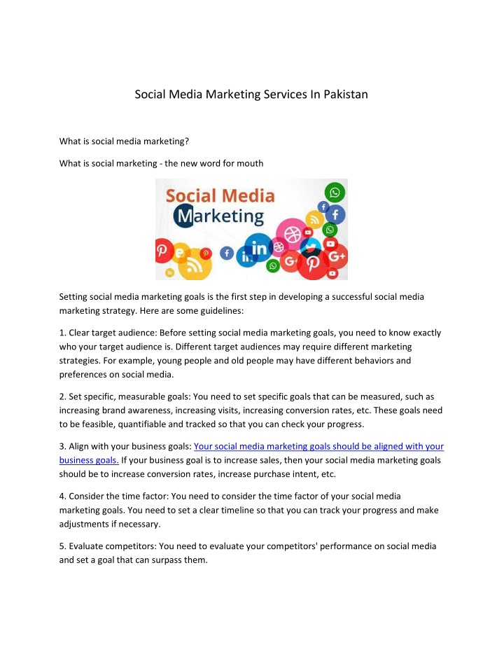 social media marketing services in pakistan n.w