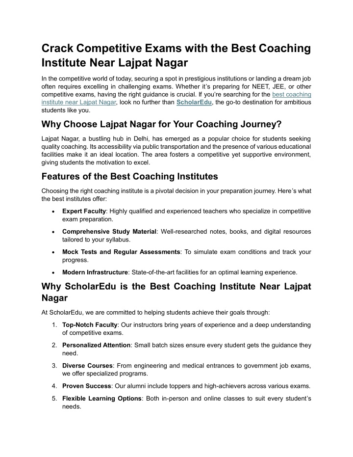 crack competitive exams with the best coaching n.w