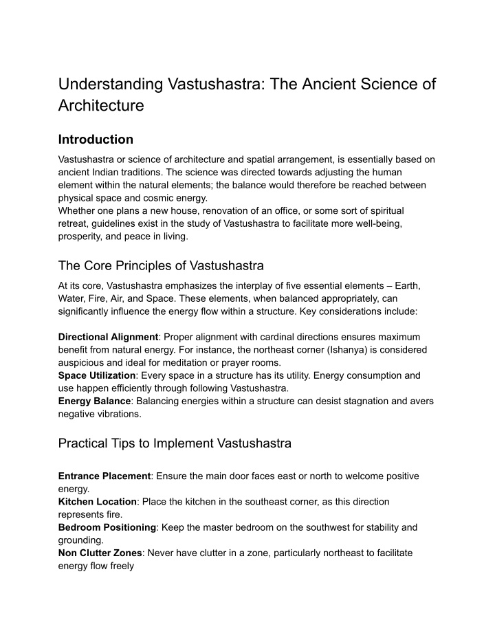 understanding vastushastra the ancient science n.w