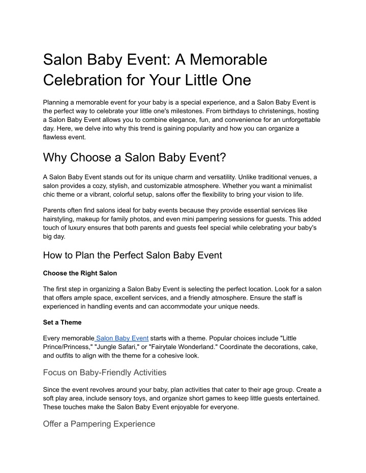 salon baby event a memorable celebration for your n.w