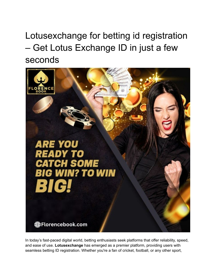 lotusexchange for betting id registration n.w
