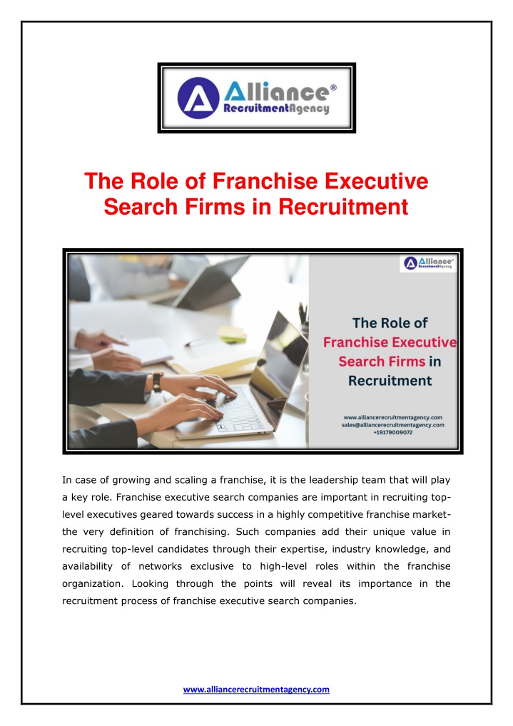 the role of franchise executive search firms n.w