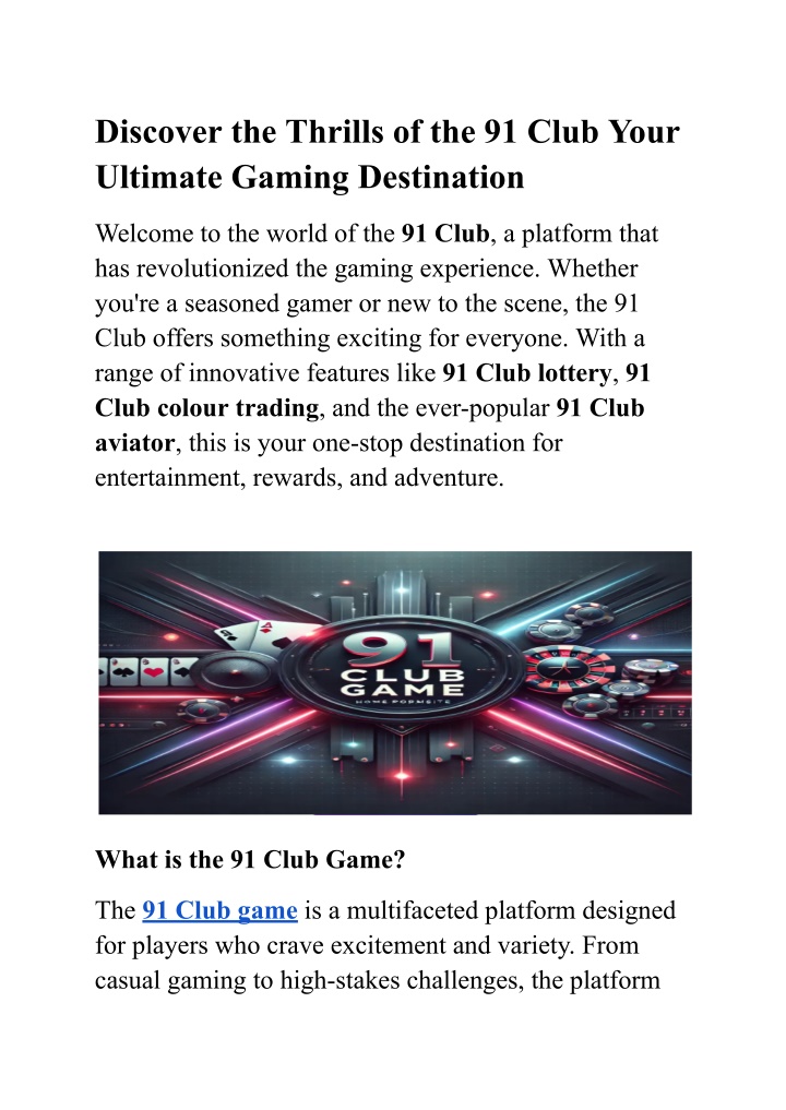 discover the thrills of the 91 club your ultimate n.w