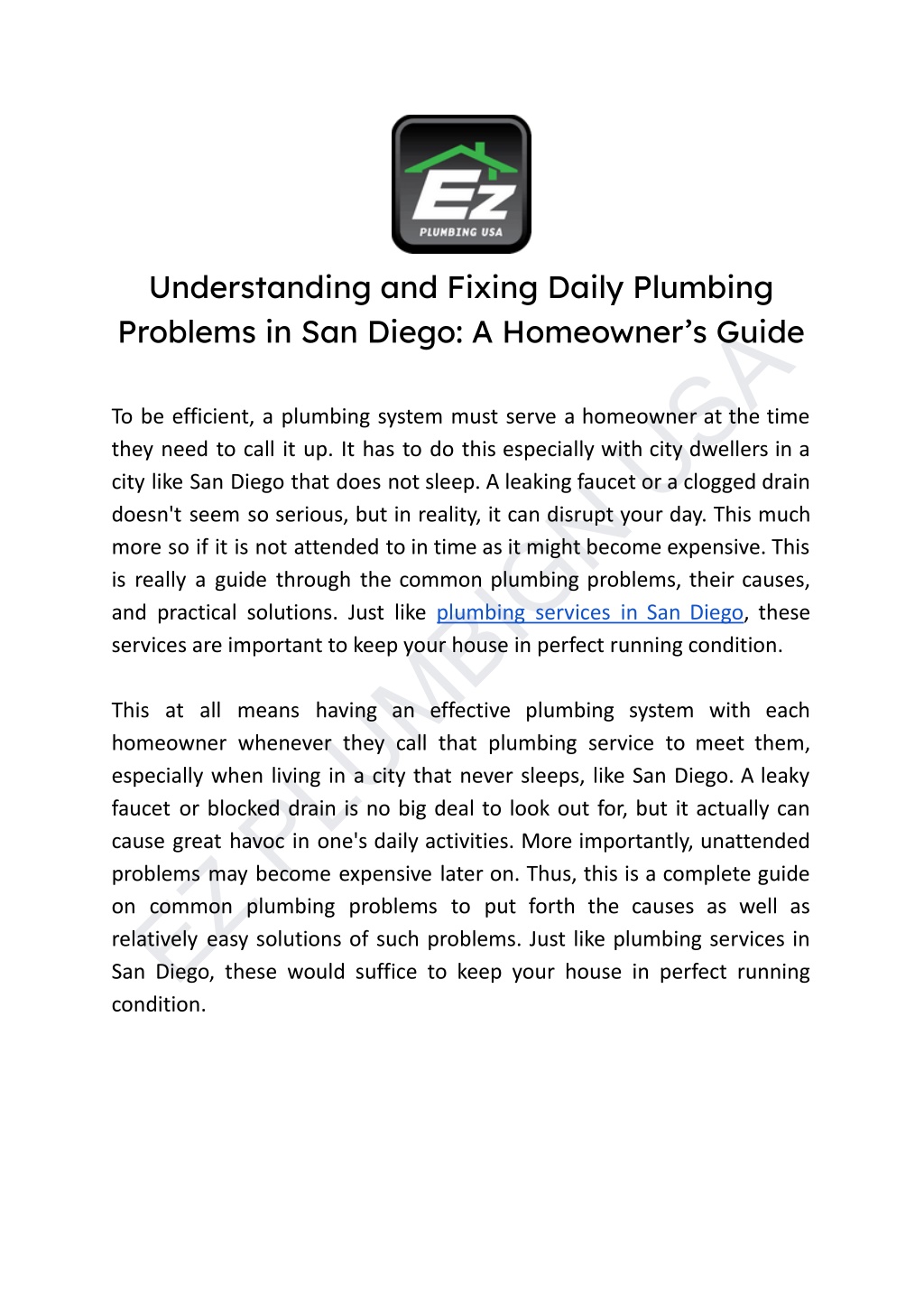 understanding and fixing daily plumbing problems l.w