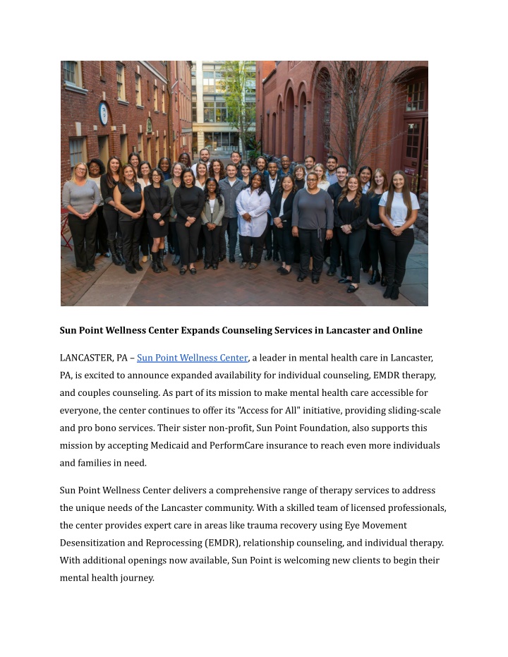 sun point wellness center expands counseling n.w