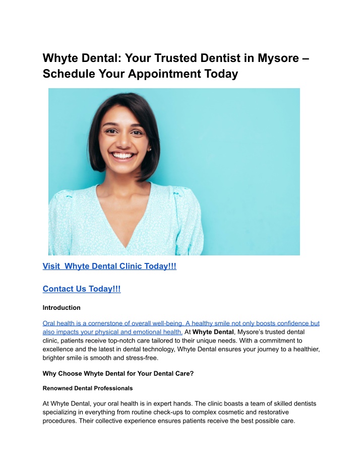 whyte dental your trusted dentist in mysore n.w