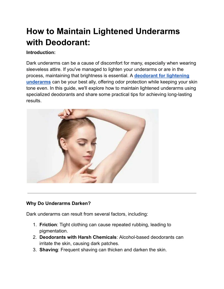 how to maintain lightened underarms with deodorant n.w